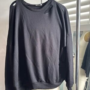 Necessary Clothing Black Slashed Crew Sweatshirt Size L